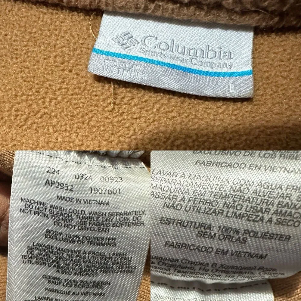 Columbia Fleece Lodge Jacket Women’s Large Brown Full Zip Sweater